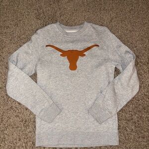 Woman’s Fleece Fanatics Grey and orange Texas Longhorns crewneck sweatshirt #UT